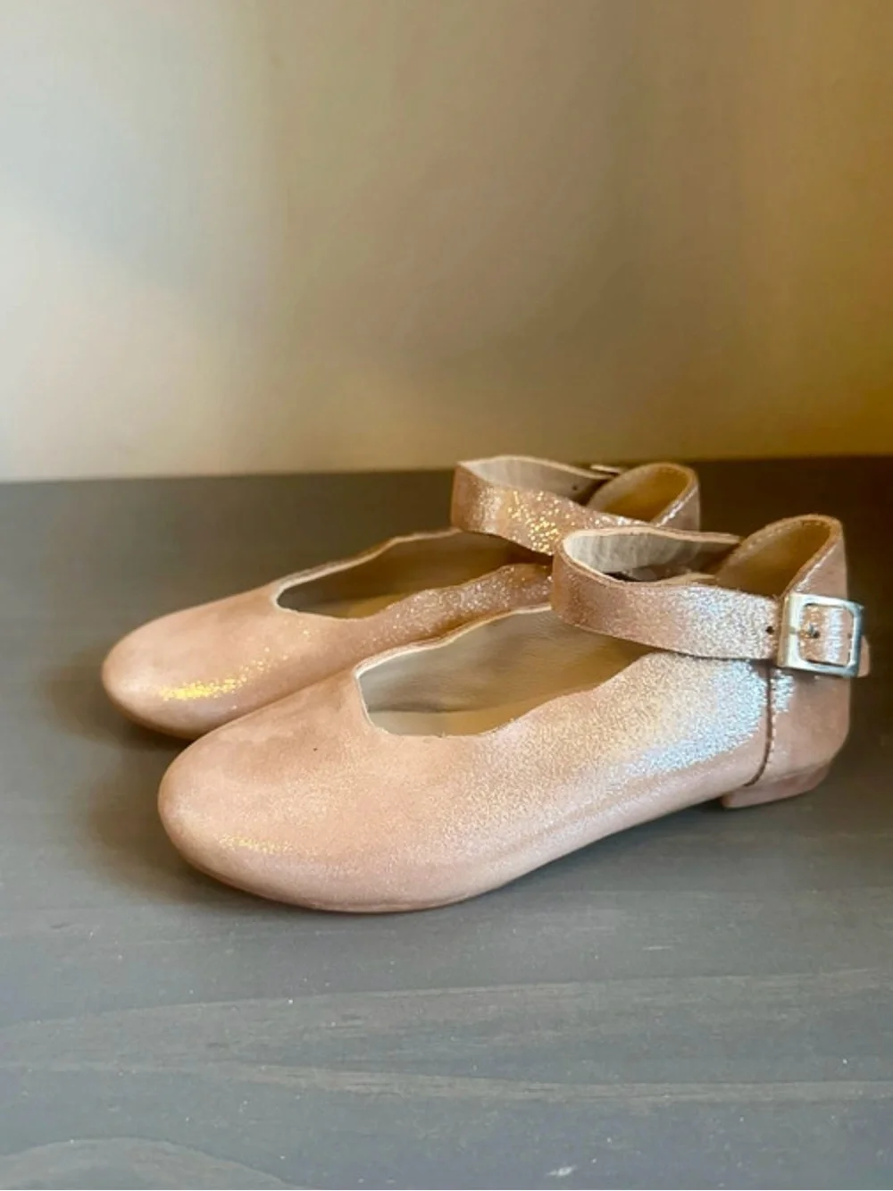 Girls' Blush Metallic Mary Jane Shoes with Ankle Strap